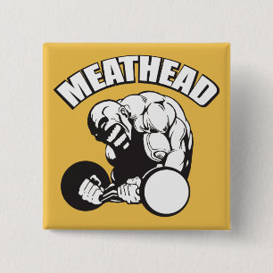 Badge Carré 5 Cm humour "Body building" - MEATHEAD
