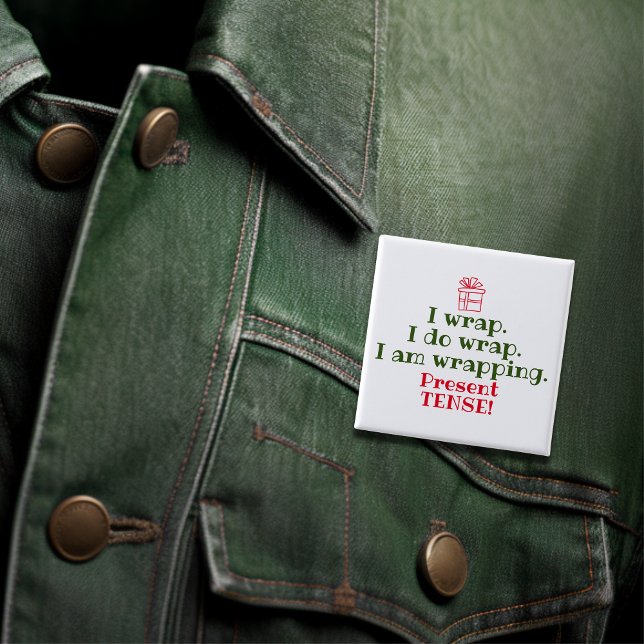 Badge Carré 5 Cm Humour de Noël amusant | Jeu de grammaire (Funny Christmas Humor | Grammar Pun Button)