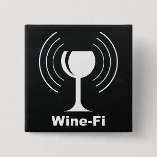 Badge Carré 5 Cm Humour Louveur de vin Wine-Fi