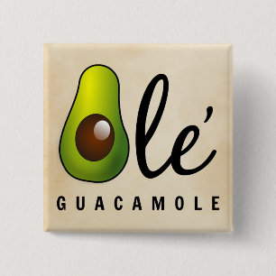Badge Carré 5 Cm Humour Ole Guacamole Avocado