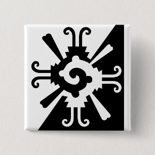 Badge Carré 5 Cm Hunab Ku-noir et blanc