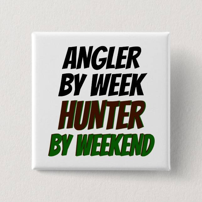 Badge Carré 5 Cm Hunter Angler (Devant)