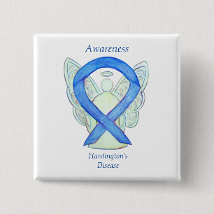 Badge Carré 5 Cm Huntington's Disease Awareness Ribbon Angel Pin