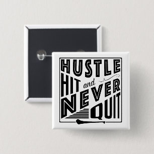 Badge Carré 5 Cm Hurler Hustle Hit & Never Quit, GAA Jeux Gaelic