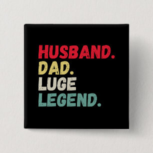 Badge Carré 5 Cm Husband dad luge legend winter sport vintage funny