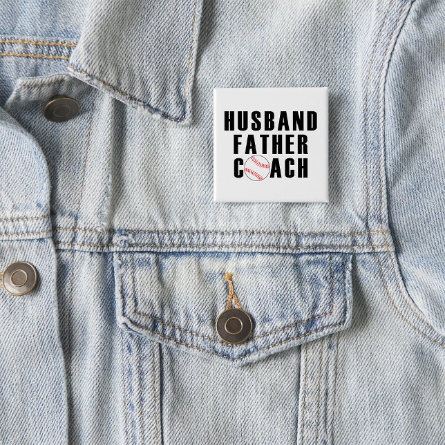 Badge Carré 5 Cm Husband Father Coach Baseball Dad Quote (Créateur téléchargé)