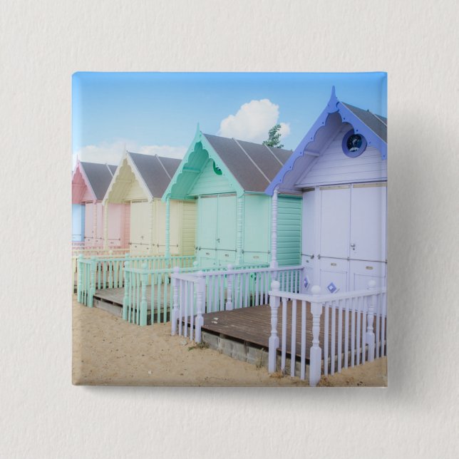 Badge Carré 5 Cm Huttes de plage d'île de Mersea (Devant)