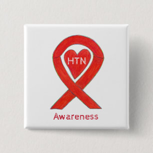 Badge Carré 5 Cm Hypertension (HTN) Sensibilisation Épingle à ruban