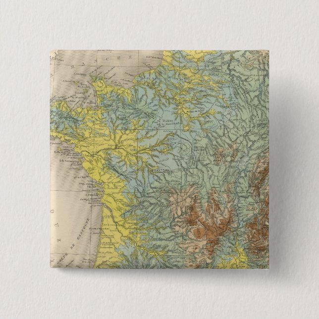 Badge Carré 5 Cm Hypsométrie en France (Devant)