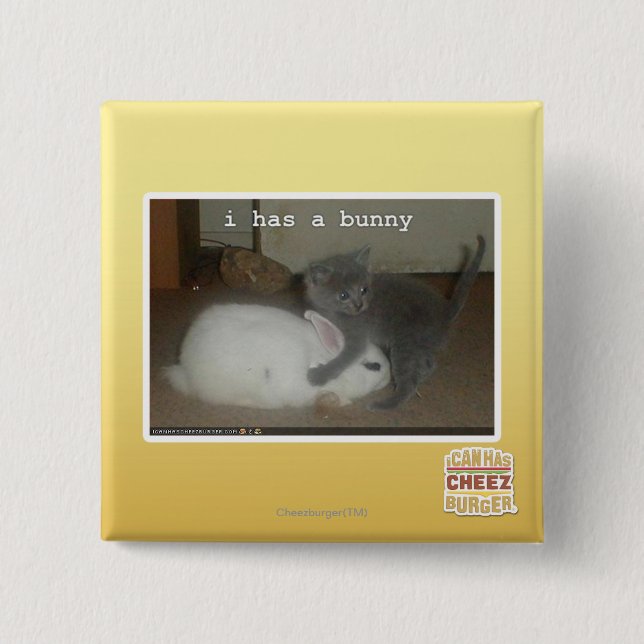 Badge Carré 5 Cm I a un lapin (Devant)