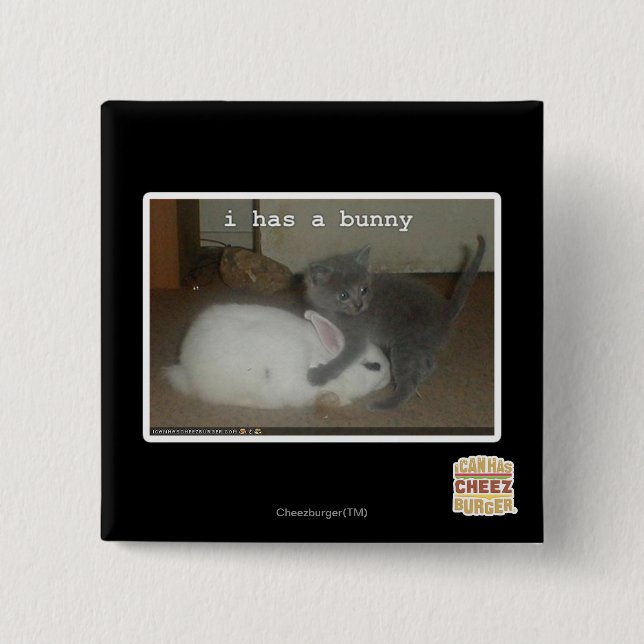 Badge Carré 5 Cm I a un lapin (Devant)