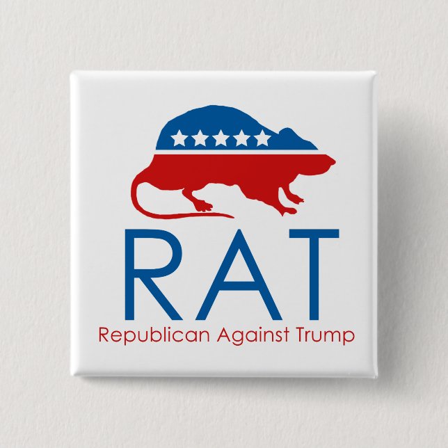 Badge Carré 5 Cm I am a R.A.T: Republican Against Trump (Devant)
