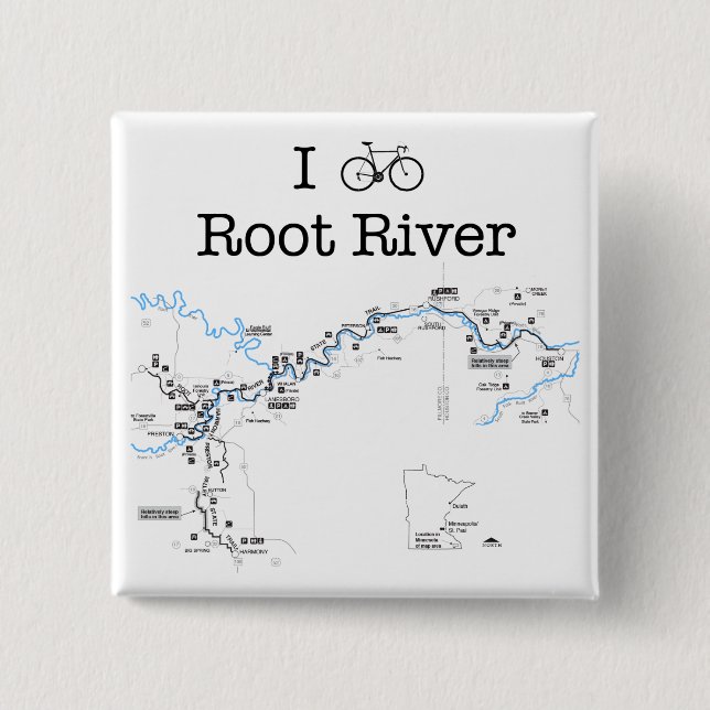 Badge Carré 5 Cm I Bike Root River (Devant)