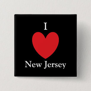 Badge Carré 5 Cm I bouton de New Jersey de coeur