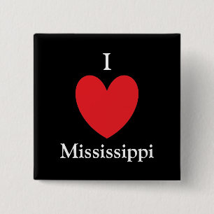 Badge Carré 5 Cm I bouton du Mississippi de coeur