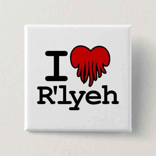 Badge Carré 5 Cm I coeur R'lyeh (Devant)