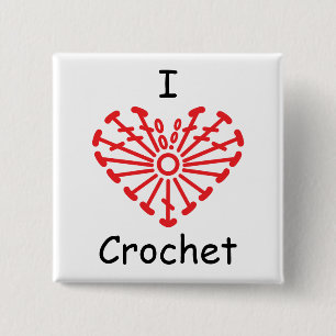Badge Carré 5 Cm I crochet de coeur - motif de diagramme de crochet