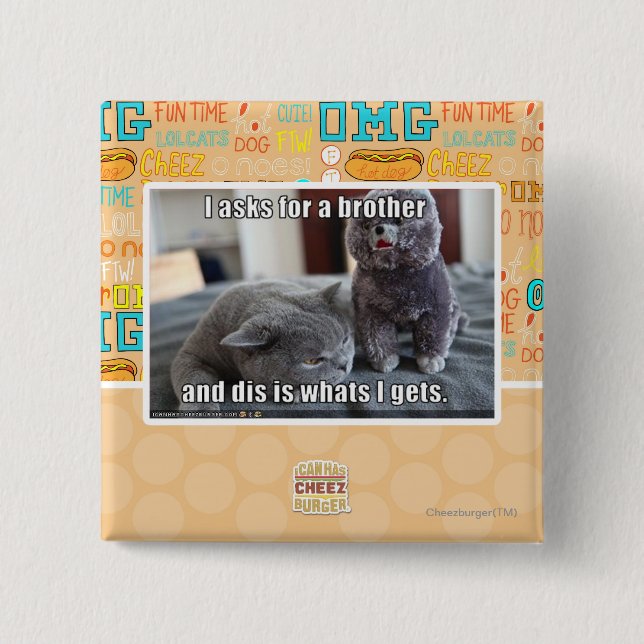 Badge Carré 5 Cm I demande un frère (Devant)