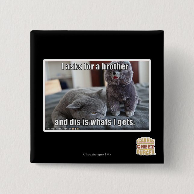 Badge Carré 5 Cm I demande un frère (Devant)