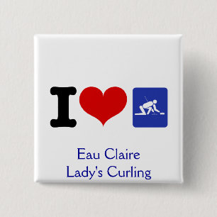 Badge Carré 5 Cm I Heart Curling
