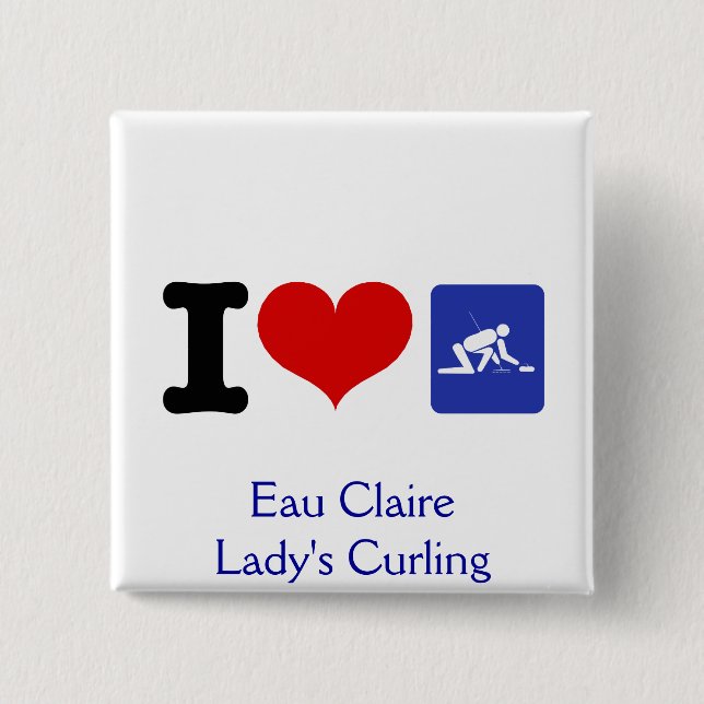 Badge Carré 5 Cm I Heart Curling (Devant)