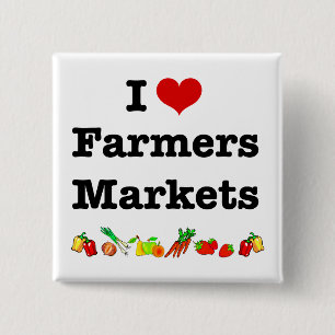 Badge Carré 5 Cm I Heart Farmers Marchés