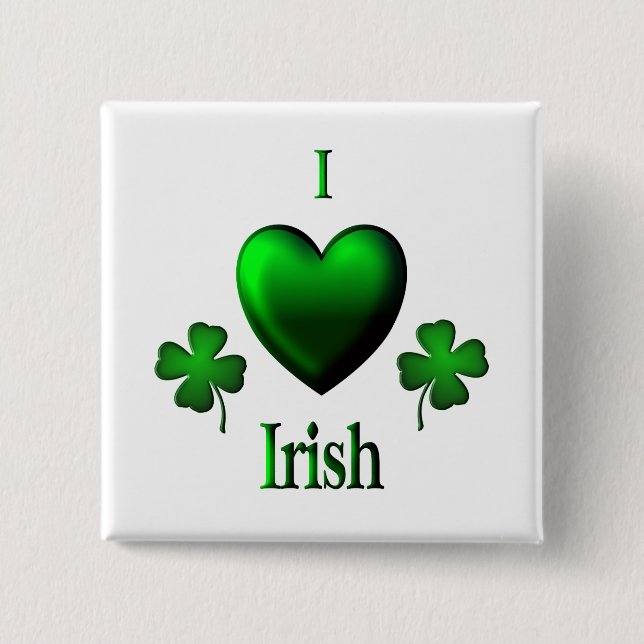 Badge Carré 5 Cm I Heart Irish (Devant)