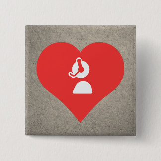 Badge Carré 5 Cm I icône de service à la clientèle de coeur