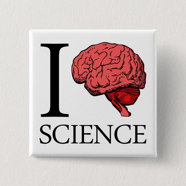 Badge Carré 5 Cm I la science du cerveau (je sais la science) (la (Devant)