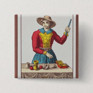 Badge Carré 5 Cm I le magicien, sept cartes de tarot