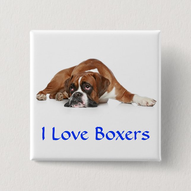 Badge Carré 5 Cm I Love Boxers Pin (Devant)