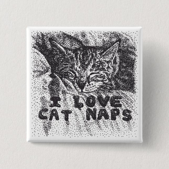 Badge Carré 5 Cm I Love Cat Naps, chat dort (Devant)