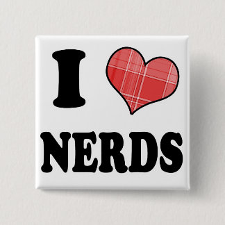 Badge Carré 5 Cm I Love (Coeur Plaid) Nerds