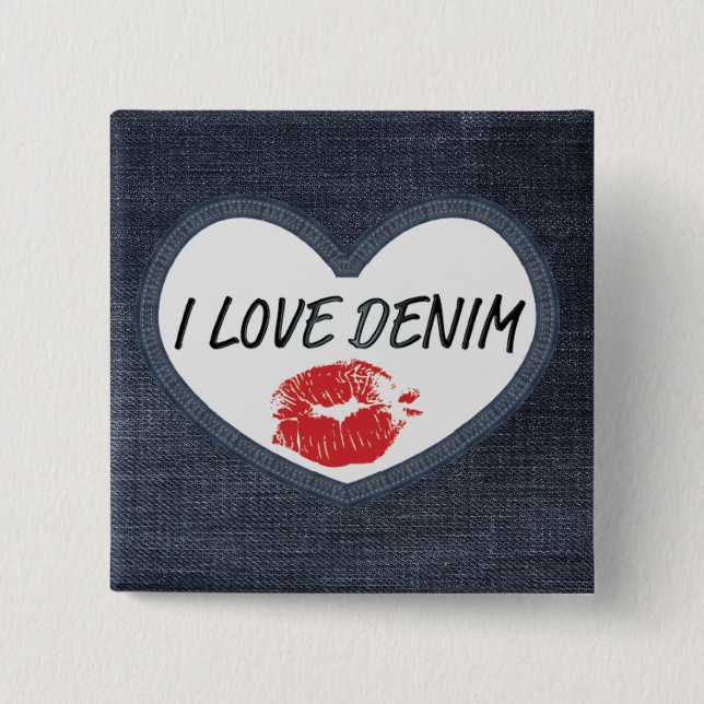 Badge Carré 5 Cm I Love Denim 5.1 cm (2") Carré Badge (Devant)