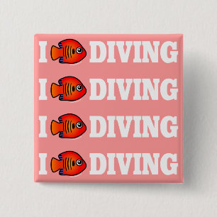 Badge Carré 5 Cm I Love Diving