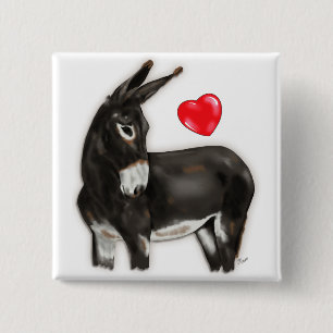 Badge Carré 5 Cm I Love Donkeys Demure Donkey