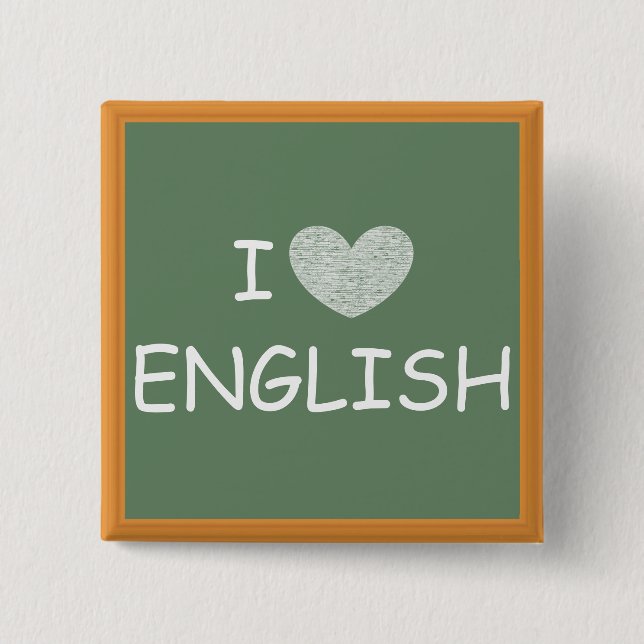 Badge Carré 5 Cm I Love English (Devant)