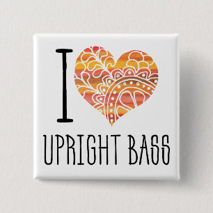 Badge Carré 5 Cm I Love Hop Bass Orange Mandala Heart