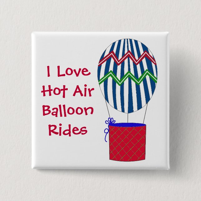 Badge Carré 5 Cm I Love Hot Air Balloon Rides (Devant)