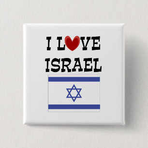 Badge Carré 5 Cm I Love Israel, design populaire