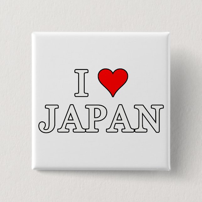 Badge Carré 5 Cm I Love Japan (Devant)