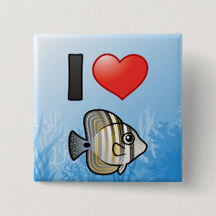 Badge Carré 5 Cm I Love Mer Rouge Sailfin Tang
