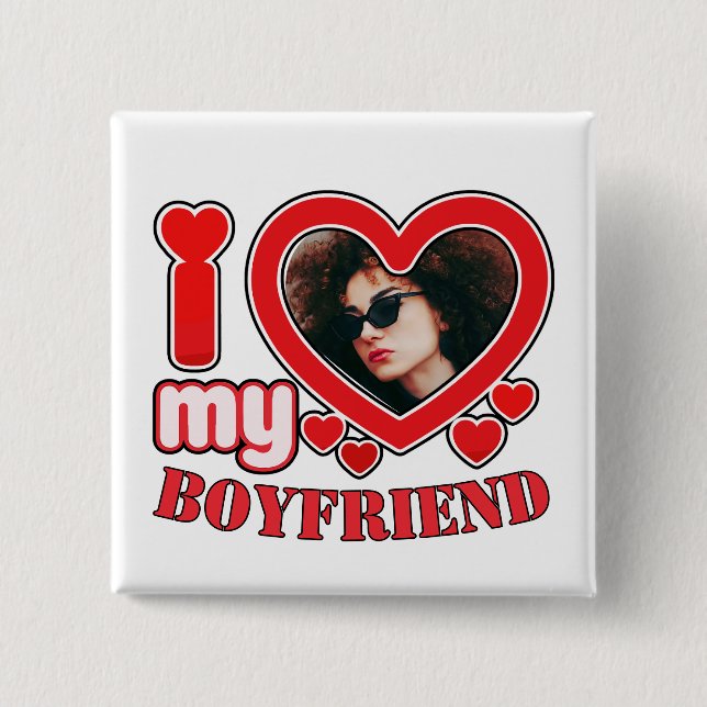 Badge Carré 5 Cm I Love My Boyfriend (Devant)
