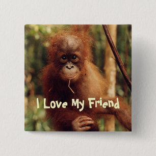 Badge Carré 5 Cm I Love My Friend Button