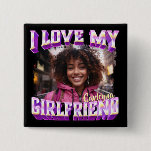 Badge Carré 5 Cm I Love My Girlfriend Bootleg Rapper Photo