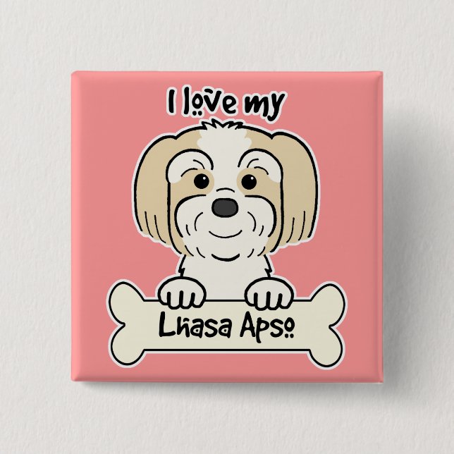 Badge Carré 5 Cm I Love My Lhasa Apso (Devant)