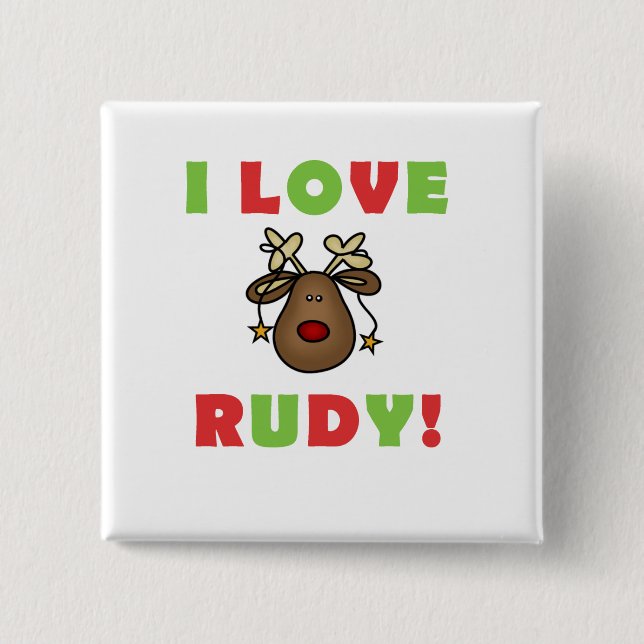 Badge Carré 5 Cm I Love Rudy Tshirts et cadeaux (Devant)