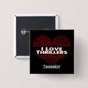Badge Carré 5 Cm I Love Thrillers Black