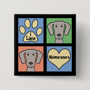 Badge Carré 5 Cm I Love Weimaraners