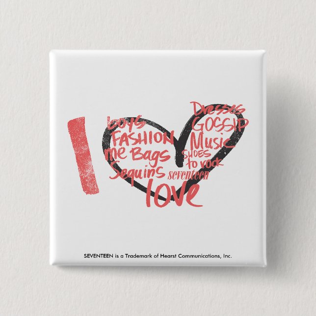 Badge Carré 5 Cm I rose de graffiti de coeur (Devant)